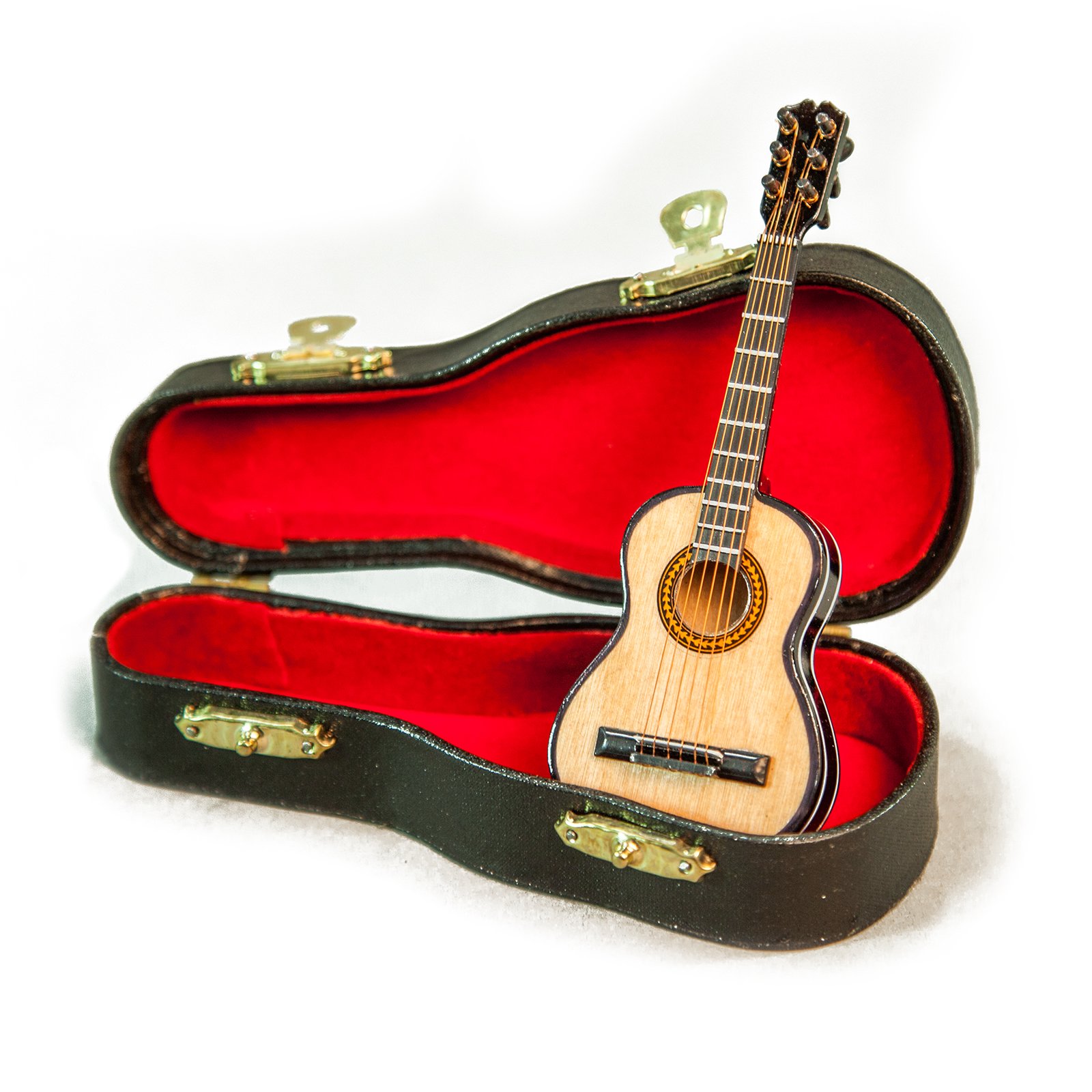 Sky 4 Inches Mini Guitar Natural Finish Acoustic Miniature 4 Inches Guitar with Display Stand Case Great Gift UNPLAYABLE