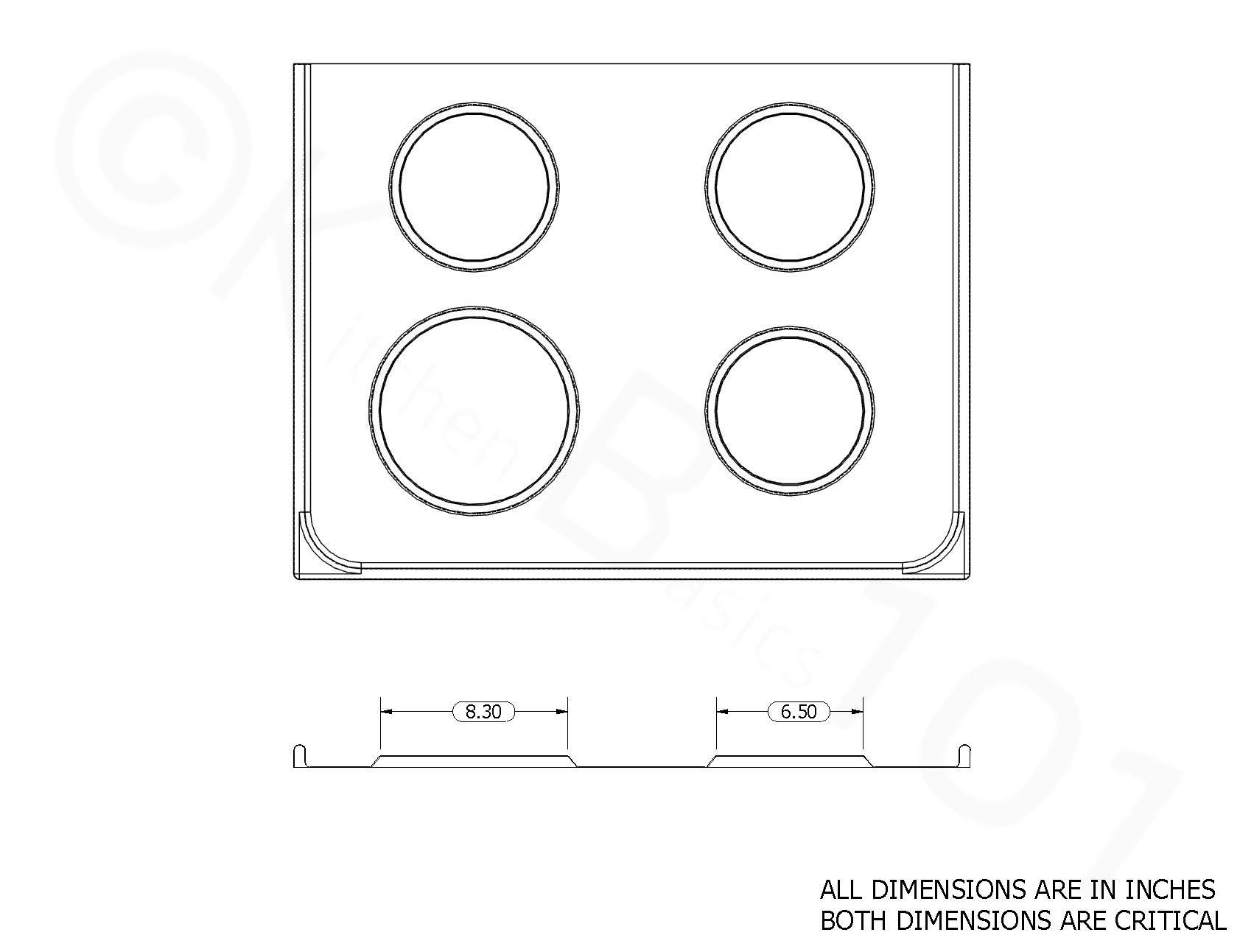 KITCHEN BASICS 101 Made in the USA 4 Pack (2) 6" & (2) 8" Replacement Chrome Drip Pans for Whirlpool W10278125 W10196405 W10196406