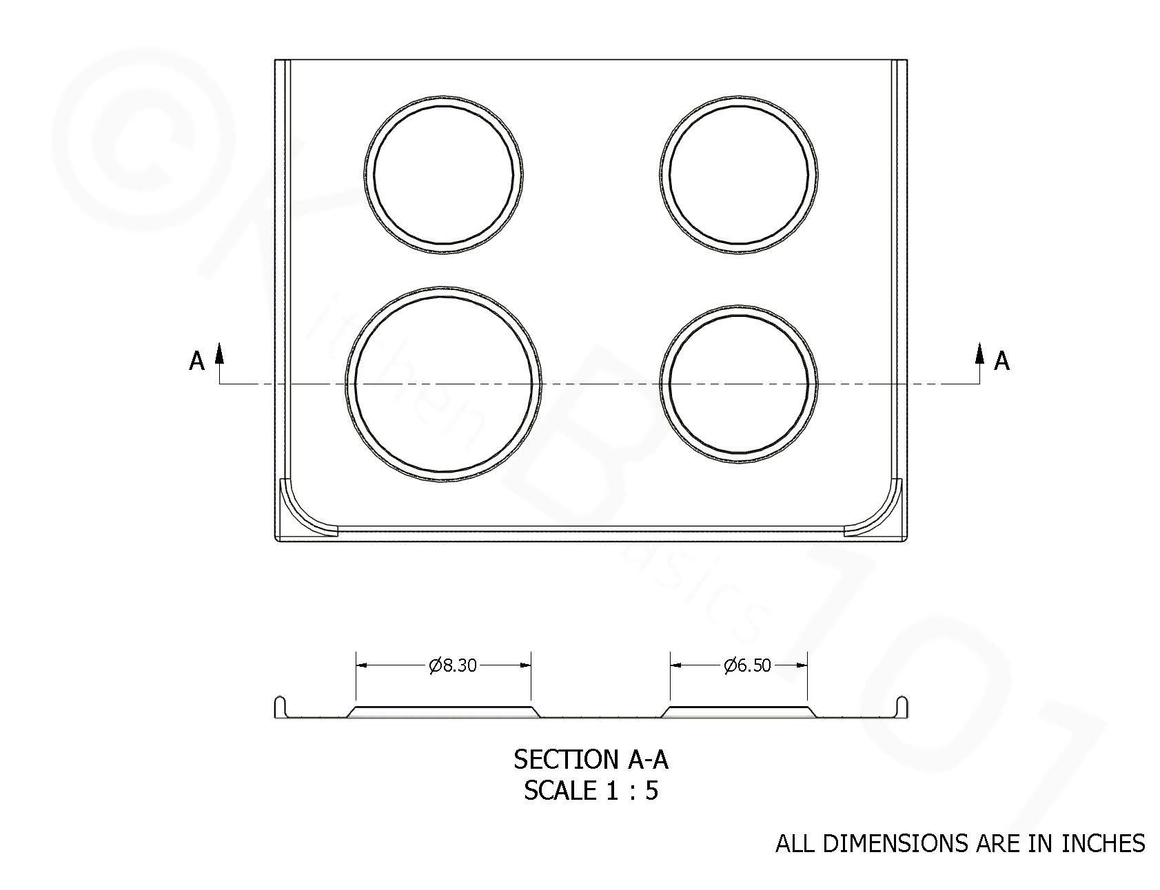 KITCHEN BASICS 101 Made in the USA 4 Pack (2) 6" & (2) 8" Replacement Chrome Drip Pans for Whirlpool W10278125 W10196405 W10196406