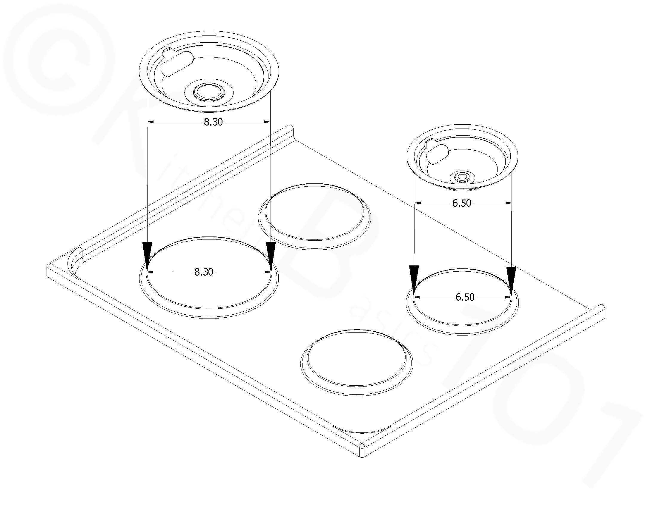 KITCHEN BASICS 101 Made in the USA 4 Pack (2) 6" & (2) 8" Replacement Chrome Drip Pans for Whirlpool W10278125 W10196405 W10196406