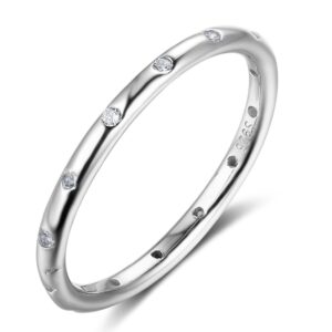 925 sterling silver simple style cz band ring, ring size 6 7 8 (6)