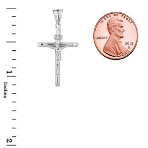 Fine Jesus Christ INRI Crucifix Cross Pendant (1.17") in Solid Sterling Silver