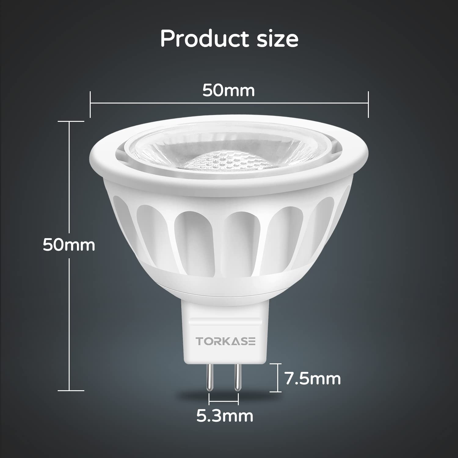 MR16 LED Bulb, 12V 5W(50W Halogen Equivalent), GU5.3 Bi Pin Base, 6000K Daylight White, Non-Dimmable, 40 Degree Spotlight Bulbs, LED MR16 for Indoor/Outdoor Landscape, Recessed, Track Lighting, 6 Pack