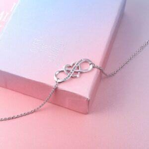 DAOCHONG I Love You Mom S925 Sterling Silver Heart Infinity Bracelet for Mother Mama Mommy Mum Mama Birthday Jewelry