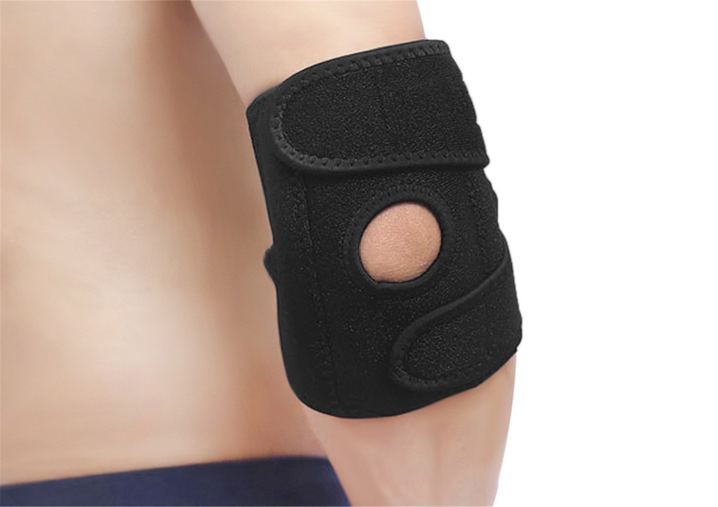 MioCloth Elbow Support Adjustable Brace, Reversible Compression Stabilizer Neoprene Sleeve C Arthritic Pain Relief, Sports Injury Rehabilitation, Protection against Re-injury, Black