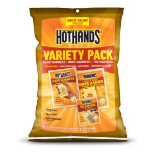 hothands toe, hand, & body warmer variety pack - long lasting safe natural odorless air activated warmers (3 pack)