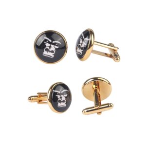 Cufflinks for Men World Map Cuff links Wedding Gifts for Father Grandfather Dad Tie Clip Bar (World map Cufflinks and tie clips gold)