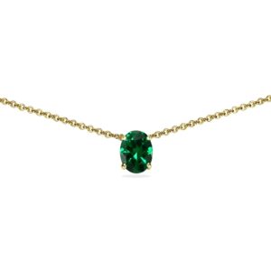 b. brilliant yellow gold flashed sterling silver simulated emerald 7x5mm oval dainty choker necklace