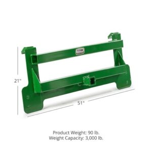 Titan Attachments Receiver Mount Plate Fits Front Loader Hook and Pin Connection, 2" Receiver Hitch, 3000 LB Weight Capacity, Green Finish Steel Mount Plate Adapter