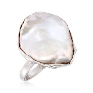 Ross-Simons 20x16mm Cultured Keshi Pearl Ring in Sterling Silver. Size 9