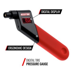 Accutire MS-4021R Digital Tire Pressure Gauge with 4 Valve Caps, 5-150psi (psi, bar, kPa, kg/cm2)