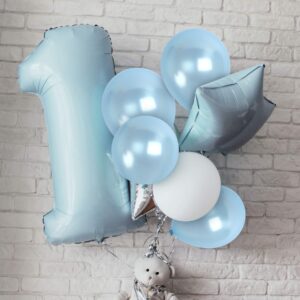 Treasures Gifted Metallic Light Blue Balloons - Baby Blue Balloons, Pastel Blue Balloons 12 Inch - Pastel Latex Balloons, Dusty Blue Balloons - Sky Blue Balloons - Metallic Blue Balloons 72