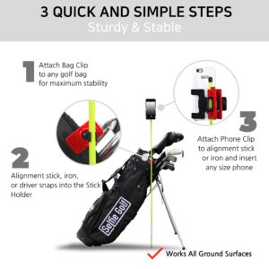 Selfie Golf Record Golf Swing - Cell Phone Holder Golf Analyzer Accessories | Winner of The PGA Best Product | Selfie Putting Training Aids Works with Any Golf Bag and Alignment Stick