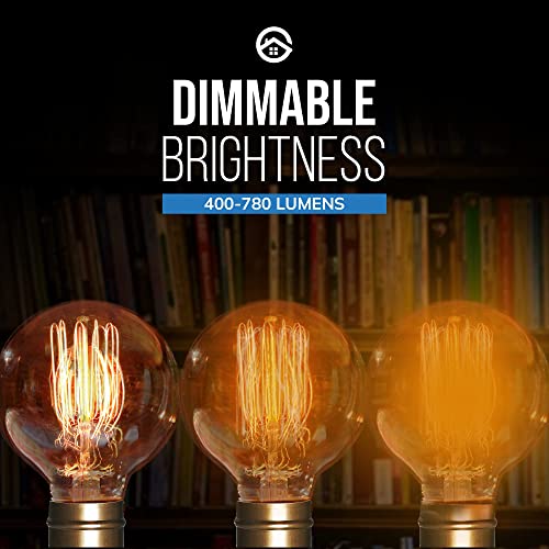 Basics Hardware Edison Light Bulb | Antique Vintage Style Light | Amber Warm Incandescent | (4 Globe Bulbs)