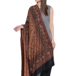 Weavers Villa Women's Pashmina Wool Blend Indian Handicraft Woven Shawls, Scarf, Wraps [Large Size: 40" X 80"]