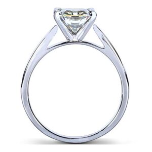 Kobelli Princess Moissanite Solitaire Peg Head Cathedral Engagement Ring 7/8 Carat 14k White Gold, 7