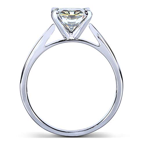 Kobelli Princess Moissanite Solitaire Peg Head Cathedral Engagement Ring 7/8 Carat 14k White Gold, 7