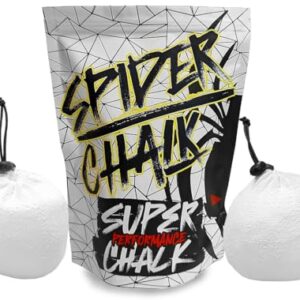 SPIDER CHALK Refillable Climbing Chalk Ball 2-Pack, 3oz Each - Lab-Grade Premium Chalk for Powerlifting, Weightlifting, Extra Large 3oz Gym Chalk Sock for Improved Grip