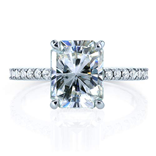 Kobelli Radiant-cut Moissanite Engagement Ring 3 1/10 CTW 14k White Gold, 8