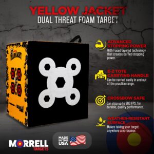 Morrell Targets Yellow Jacket 380 FPS Dual Threat Weatherproof Compound Crossbow Cube Any Tip Foam Archery Target with Carry Handle, Yellow