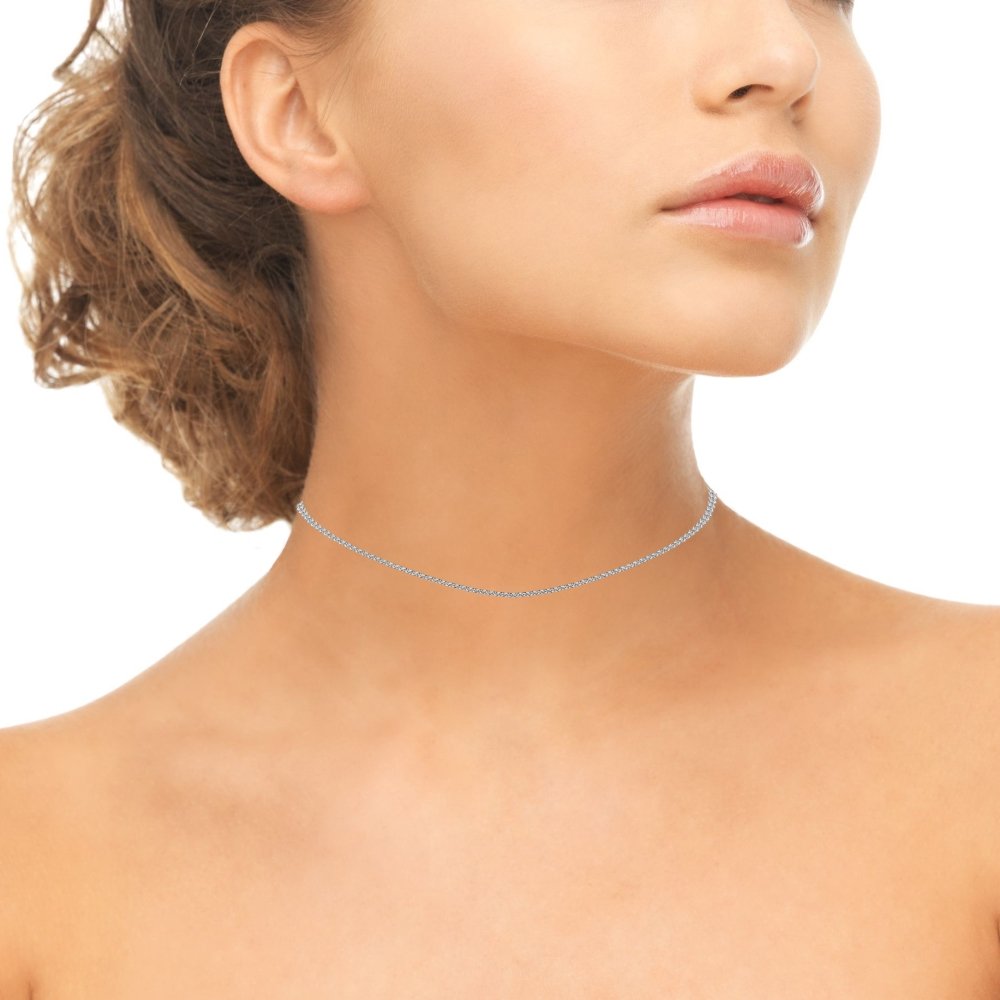 B. BRILLIANT Sterling Silver 1mm Thin Cable Rolo Choker Size Chain Necklace for Pendants, 13” + 3"