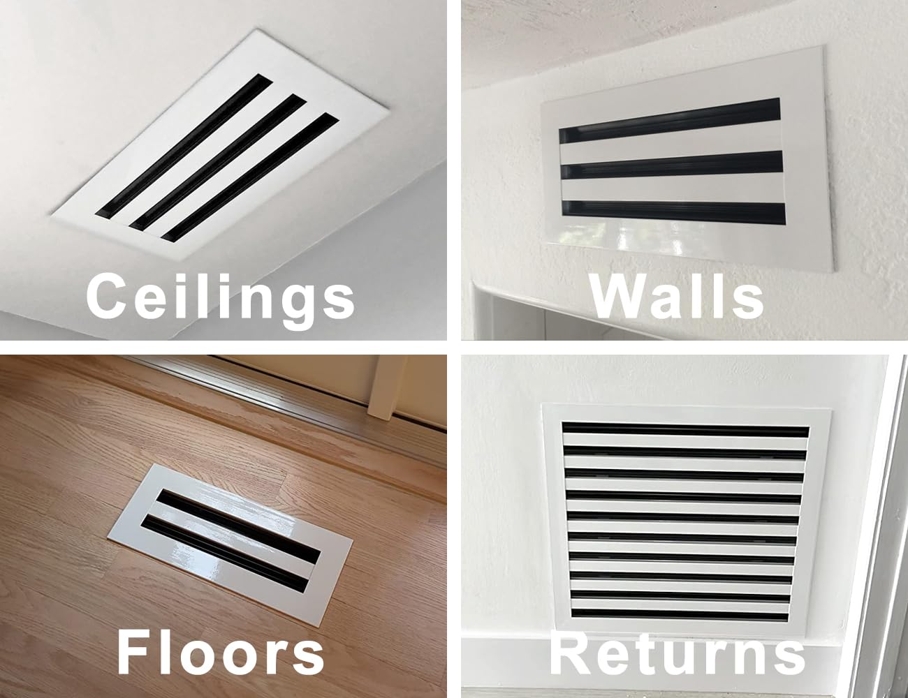 BUILDMART - 14x6 Modern AC Vent Cover - Decorative White Air Vent - Standard Linear Slot Diffuser - Register Grille for Ceiling, Walls & Floors - Texas Buildmart