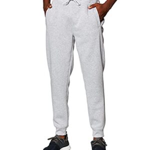 WT02 Men's Fleece Sweatpants & Joggers (Regular & Extended Sizes), Heather Grey, Large