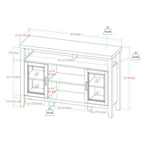 Walker Edison Tall Wood Universal TV Stand with Open Storage For TV's up to 58" Flat Screen Living Room Storage Entertainment Center, 52 Inch, Grey