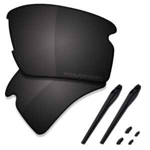 saucer premium replacement lenses & rubber kits for oakley flak 2.0 xl oo9188 sunglasses high defense - carbon black polarized