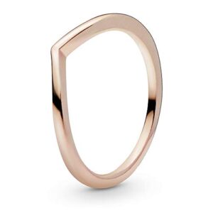 pandora polished wishbone ring - minimalist chevron shape ring - stackable rose gold ring for women - 14k rose gold-plated rose - size 7.5, no gift box