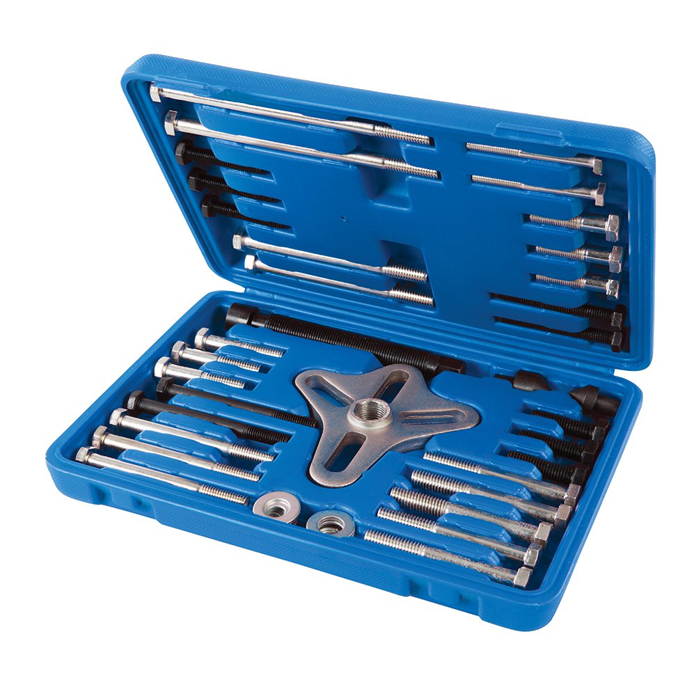 Silverline Tools 515011 Silverline Harmonic Balancer Puller Set 46pce 40-93mm, Silver, 40-93 mm