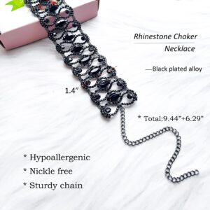 NABROJ Black Choker Chunky Necklaces for Women Y2k Pirate Jewelry, Wide Diamond Rhinestone Flower Gothic Choker Summer Necklace 90s Jewelry for Women Sexy-HL21 Black