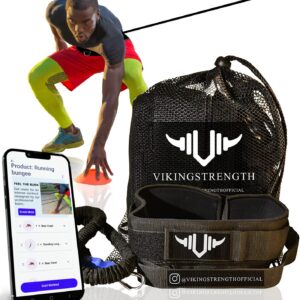 Vikingstrength - 360° Resistance Running Training Bungee Band (Waist) for Speed, Fitness Agility, Speed Strength – Gym Equipment for Football, Basketball, Solo or partner + V-Strength Workout App