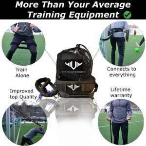 Vikingstrength - 360° Resistance Running Training Bungee Band (Waist) for Speed, Fitness Agility, Speed Strength – Gym Equipment for Football, Basketball, Solo or partner + V-Strength Workout App