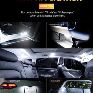 OXILAM 194 LED Bulbs, Widely Used as Car Truck Interior Dome Map Door Courtesy Marker License Plate Lights, 6000K White with High Power Chipsets for T10 168 2825 LED Bulbs Replacement (10 PCS)