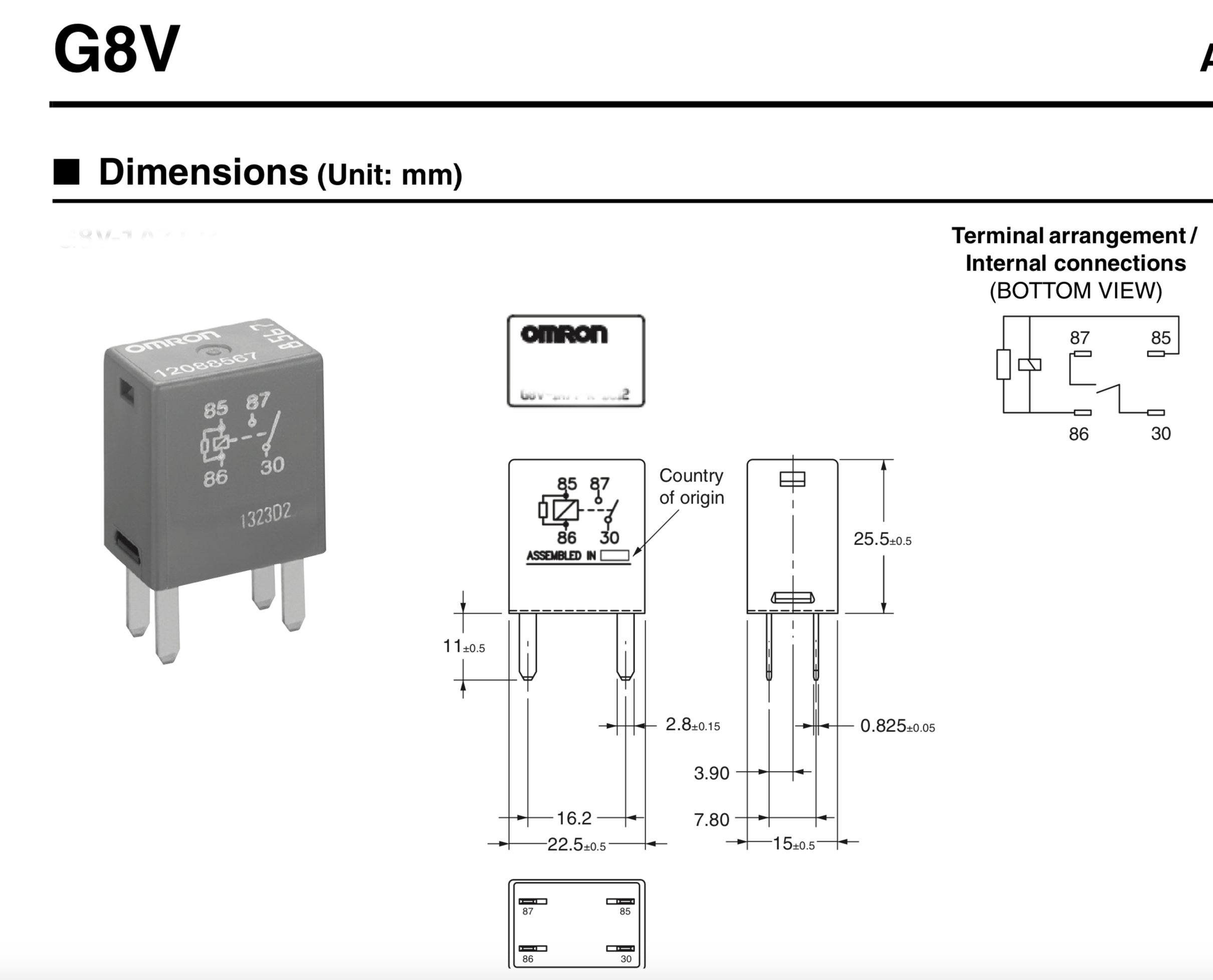 (Pack of 2) Omron GM 4-Pin Relay 15328866 High Power 4 Terminal Multi-Use Relay 8385