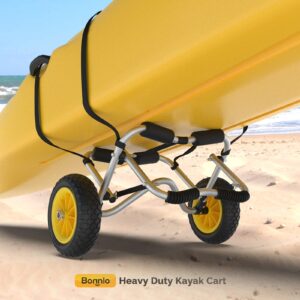 Bonnlo CART-CANOE Kayak Boat Carrier Tote Trolley Transport with 2 Ratchet Straps PU Solid Tires Wheel Yellow