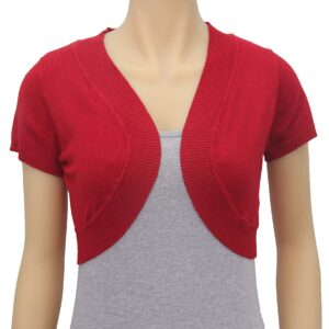 Sofishie Trendy Short Sleeve Shrug Open Cardigan - Red - XL