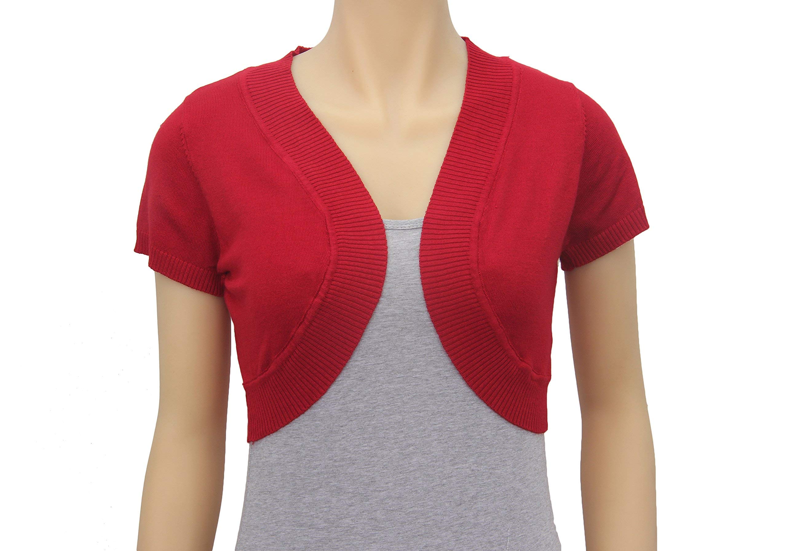 Sofishie Trendy Short Sleeve Shrug Open Cardigan - Red - XL