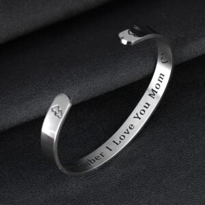 Nzztont Remember I Love You Mom Cuff Bangle Bracelet Mom Gift From Daughter Son For Mother’s Day Christmas Gifts for Her Inspirational Bracelets for Women