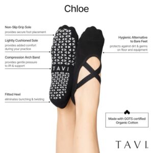 TAVI Chloe Fashion Criss-Cross Grip Socks - Pilates Socks for Barre and Yoga