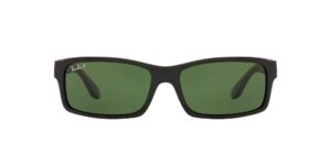 ray-ban rb4151 rectangular sunglasses, black/polarized green, 59 mm