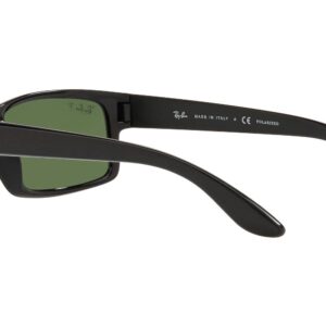 Ray-Ban RB4151 Rectangular Sunglasses, Black/Polarized Green, 59 mm