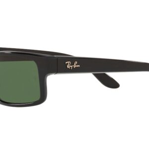 Ray-Ban RB4151 Rectangular Sunglasses, Black/Polarized Green, 59 mm