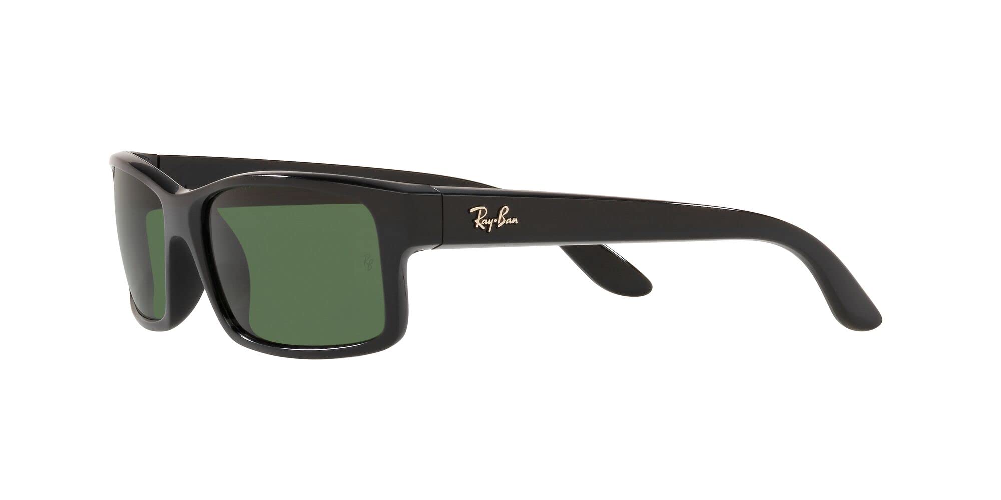 Ray-Ban RB4151 Rectangular Sunglasses, Black/Polarized Green, 59 mm