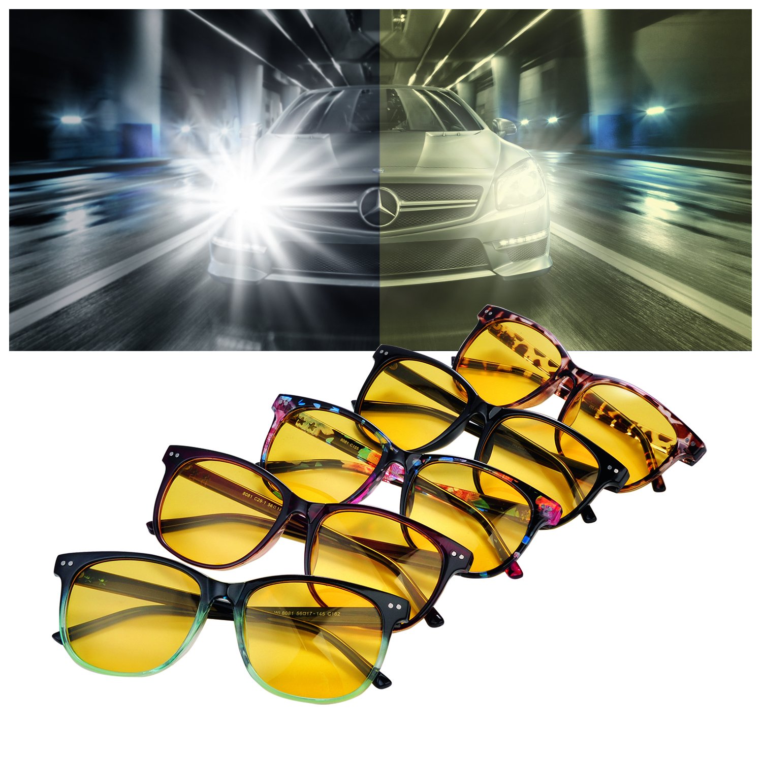 Night Vision Driving Glasses Polarized Anti-glare Clear Sun Glasses Men & Women Fashion(Floral)