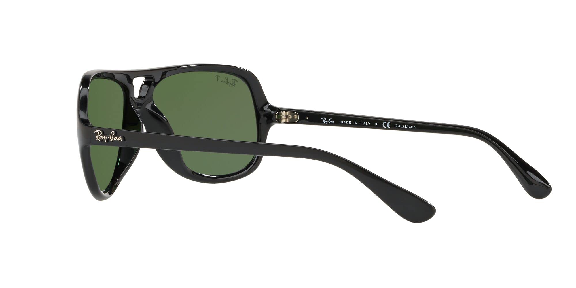 Ray-Ban RB4162 Aviator Sunglasses, Black/Polarized Green, 59 mm