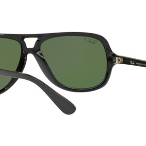 Ray-Ban RB4162 Aviator Sunglasses, Black/Polarized Green, 59 mm