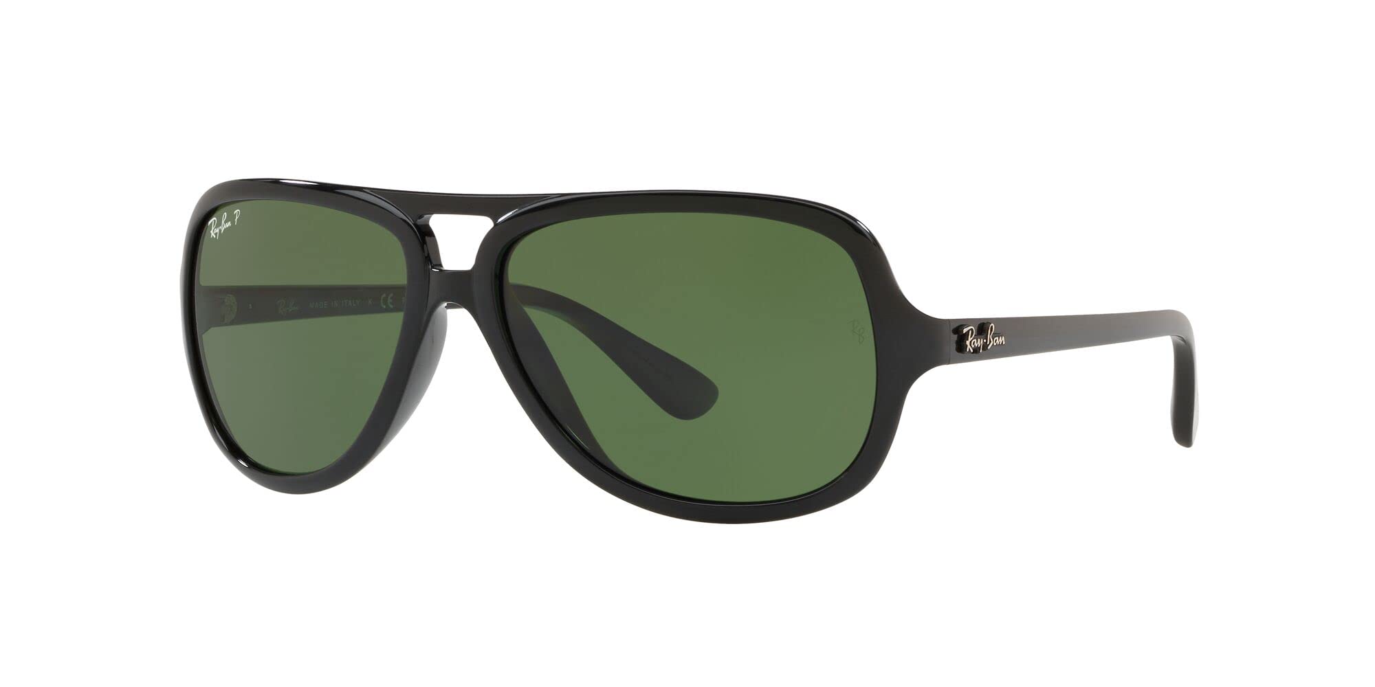 Ray-Ban RB4162 Aviator Sunglasses, Black/Polarized Green, 59 mm