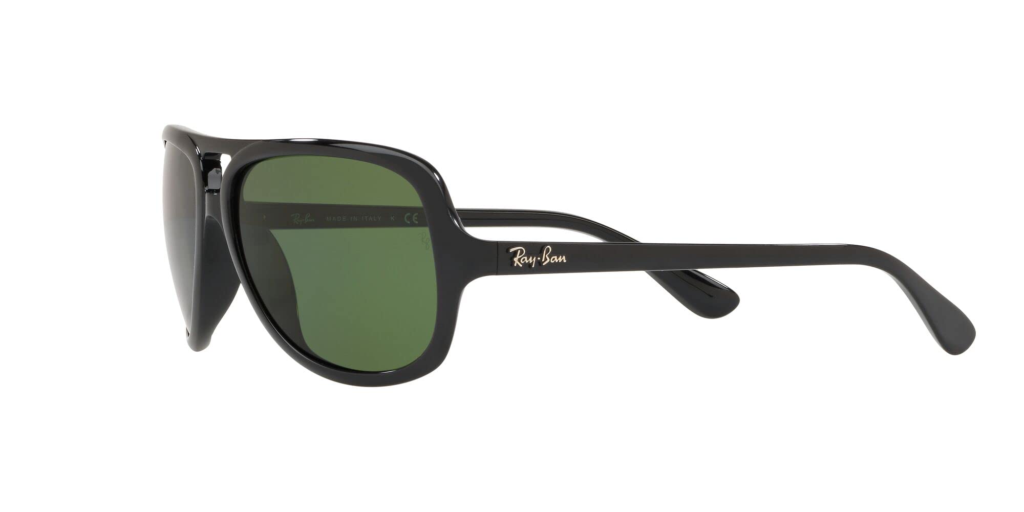 Ray-Ban RB4162 Aviator Sunglasses, Black/Polarized Green, 59 mm